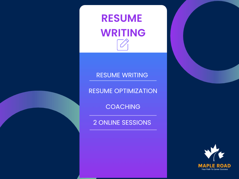 Resume writing pricing card containing: resume writing, resume opitimization and 2 online sessions